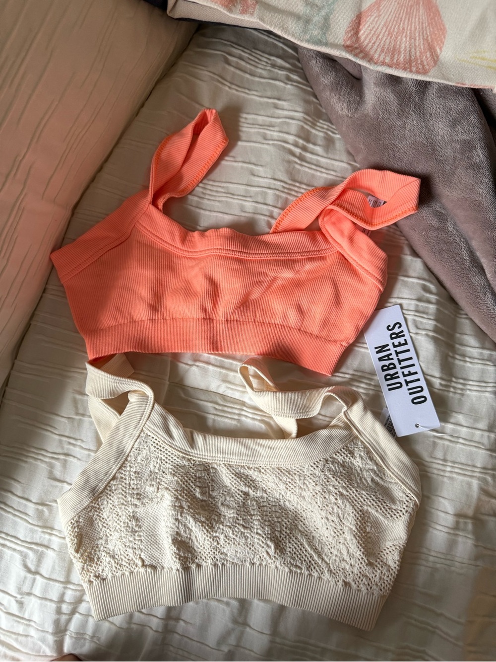 Urban Outfitters Coral & Cream Bralette Duo